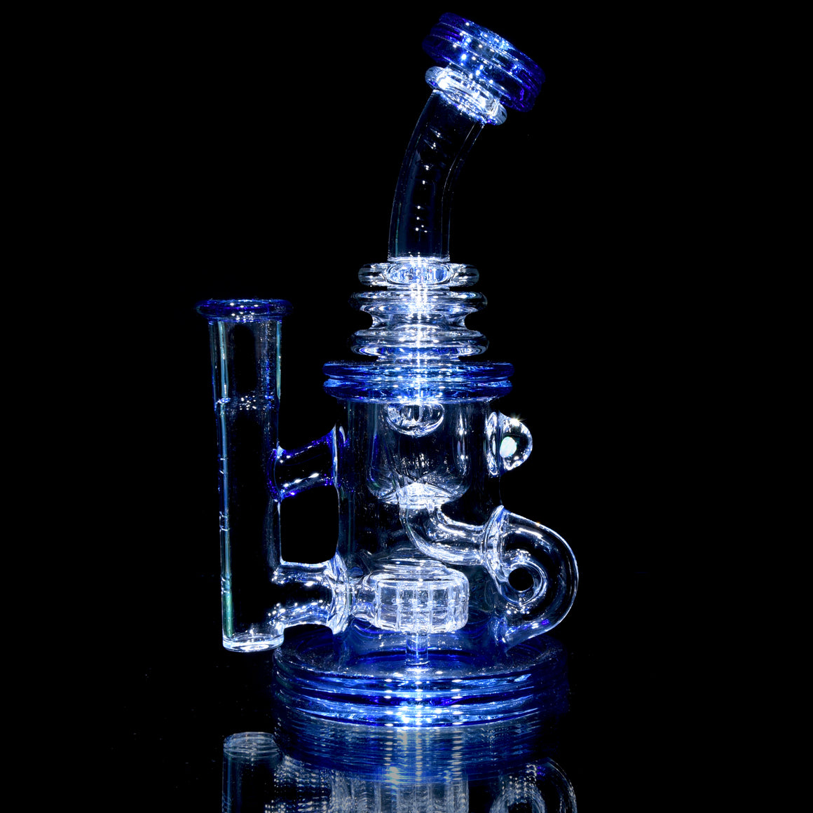 Fully-accented Crystalo Carved Klein Recycler - Blue Dream - 14mm Female