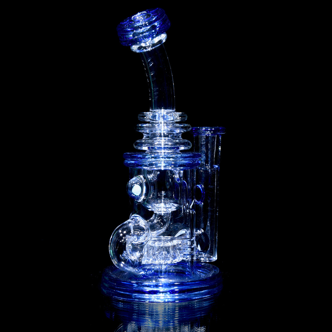 Fully-accented Crystalo Carved Klein Recycler - Blue Dream - 14mm Female