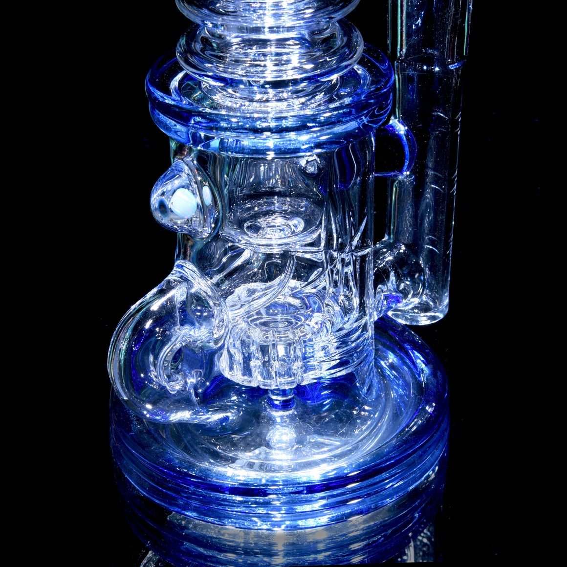 Fully-accented Crystalo Carved Klein Recycler - Blue Dream - 14mm Female