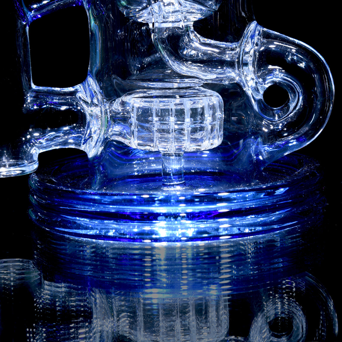 Fully-accented Crystalo Carved Klein Recycler - Blue Dream - 14mm Female