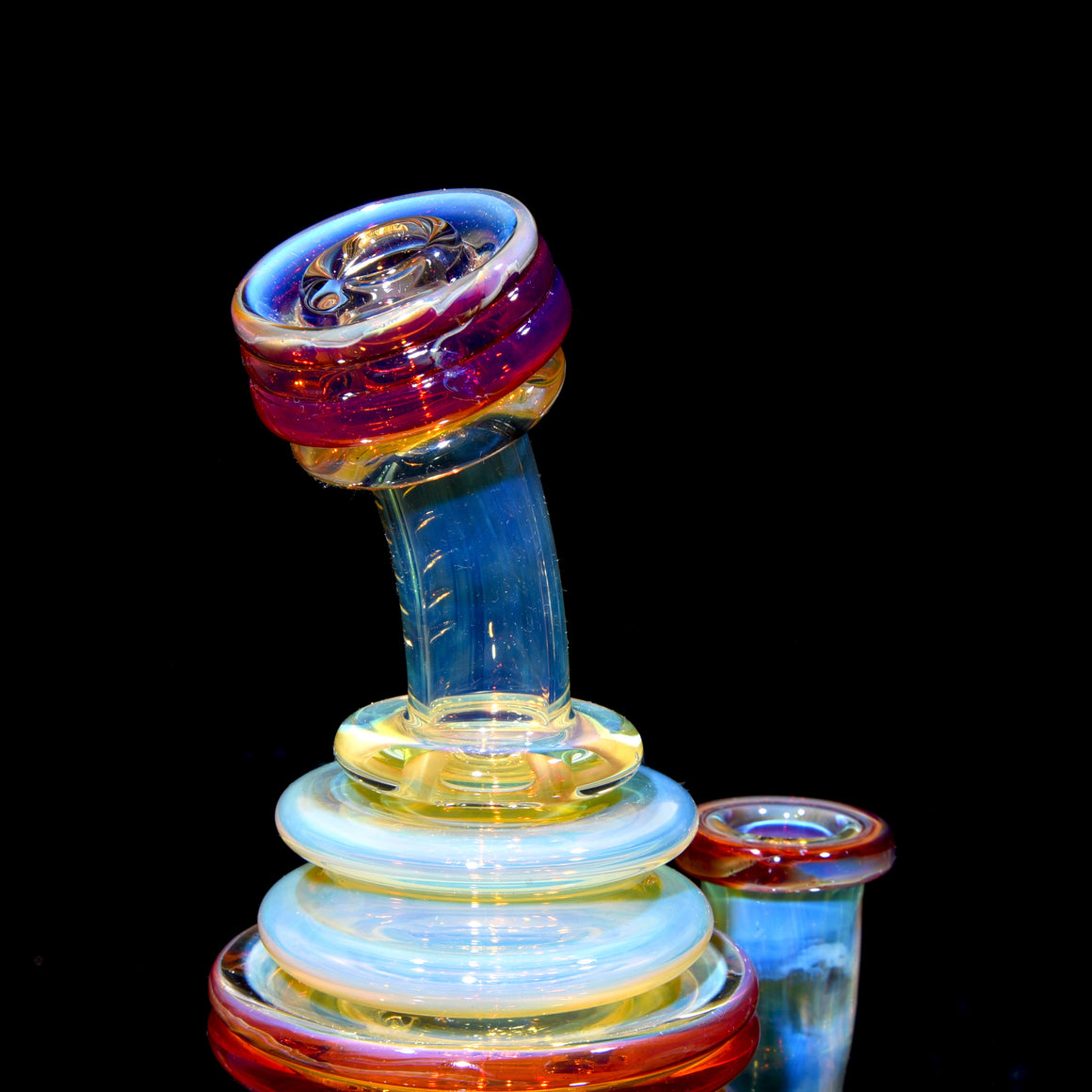 Fumed & Carved Klein Recycler w/ Gridded Perc - Amber Purple - 14mm Female