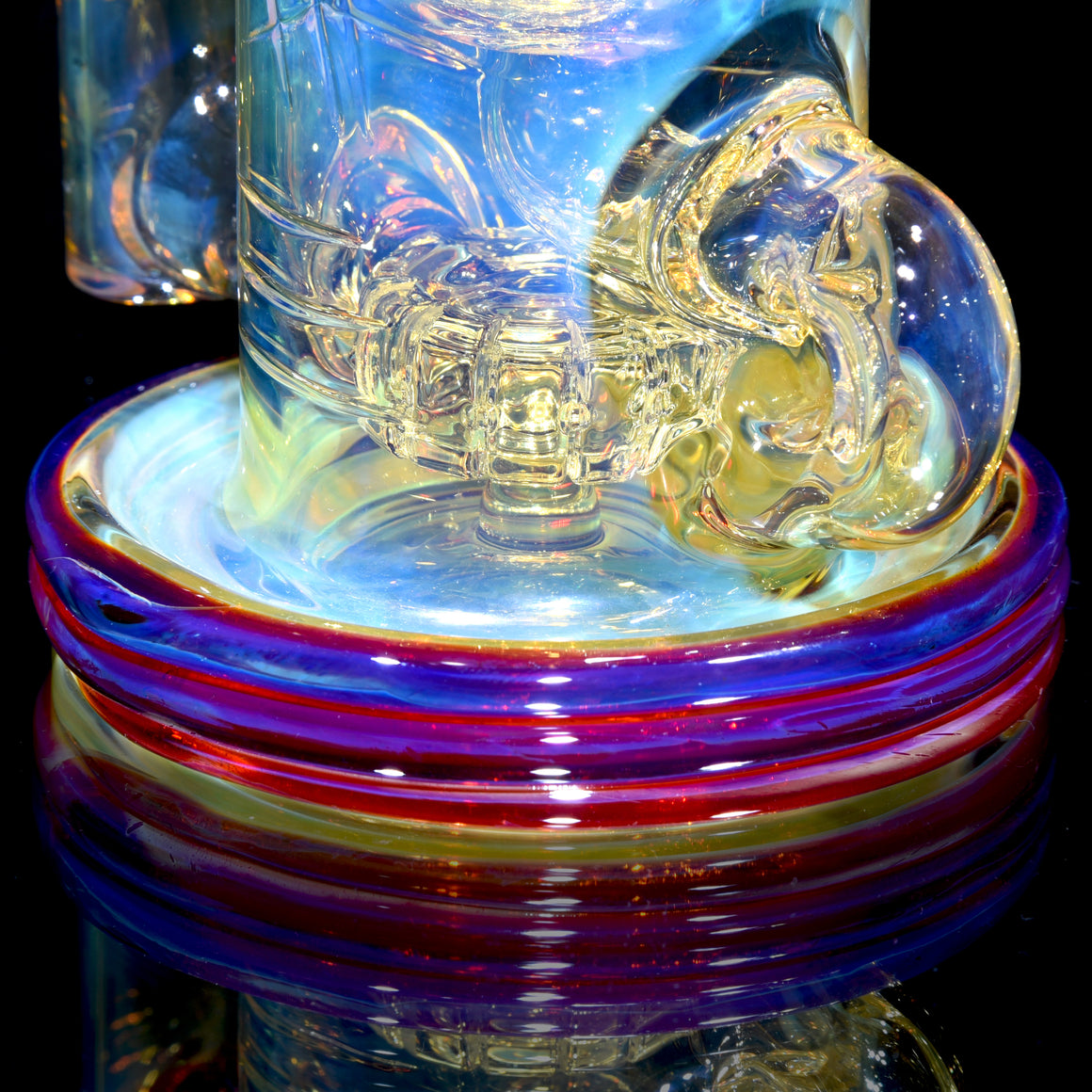 Fumed & Carved Klein Recycler w/ Gridded Perc - Amber Purple - 14mm Female