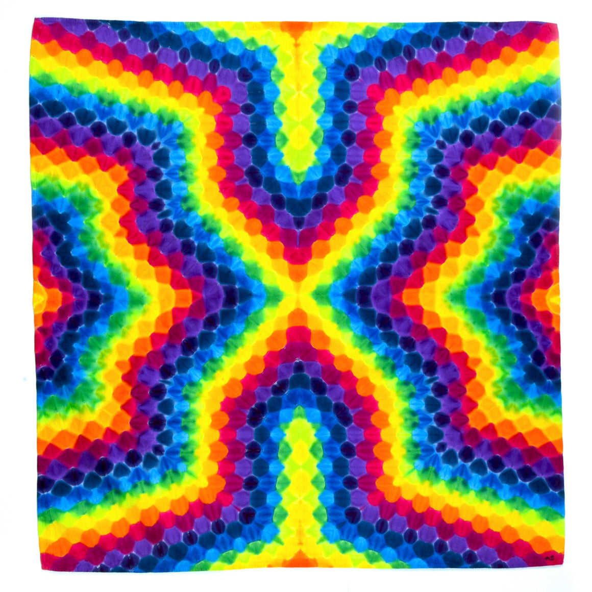 25" x 25" Tie Dye Bandana - Rainbow Honeycomb