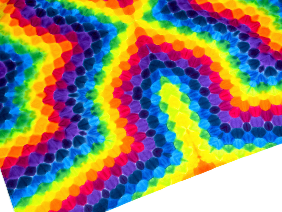 25" x 25" Tie Dye Bandana - Rainbow Honeycomb