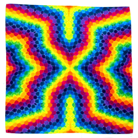 25" x 25" Tie Dye Bandana - Rainbow Honeycomb