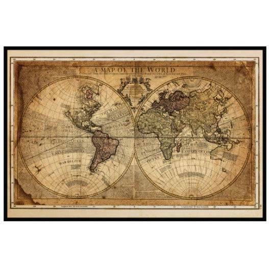 Antique World Map - 12" x 18" Mood Mat